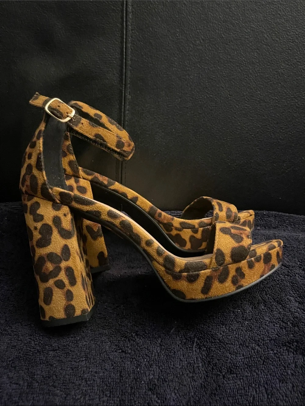 Allegra K Leopard Print Ankle Strap Platform Sandal - Women Size 7 NWOB